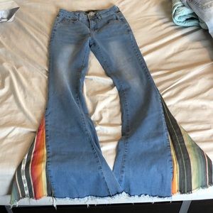 Wide flare jeans with cloth bottoms